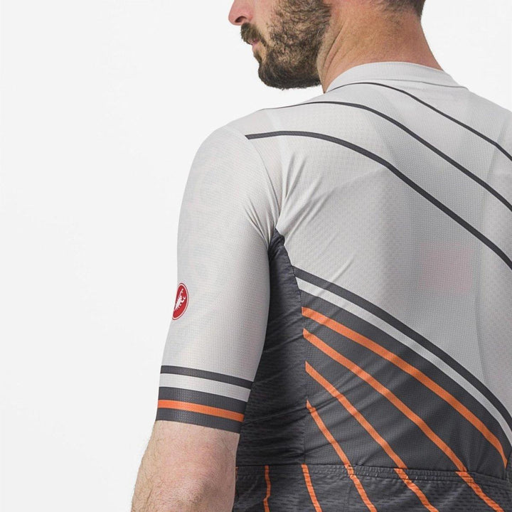 Castelli Speed Strada Men's Cycling Jersey (Moon Gray/Dark Gray Scarlet IB) - BUMSONTHESADDLE