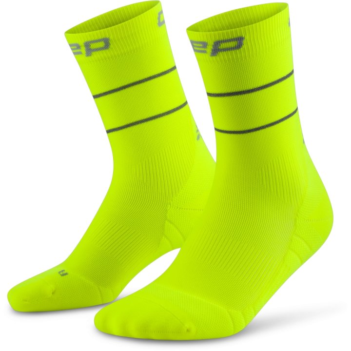 CEP Compression Pro Run Reflective Mid Cut Women's Compression Socks (Neon Yellow)