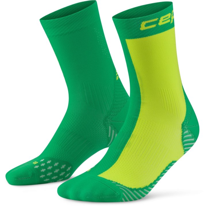 CEP Compression Run Edition Half and Half Mid Cut Men's Compression Socks (Green/Lime)