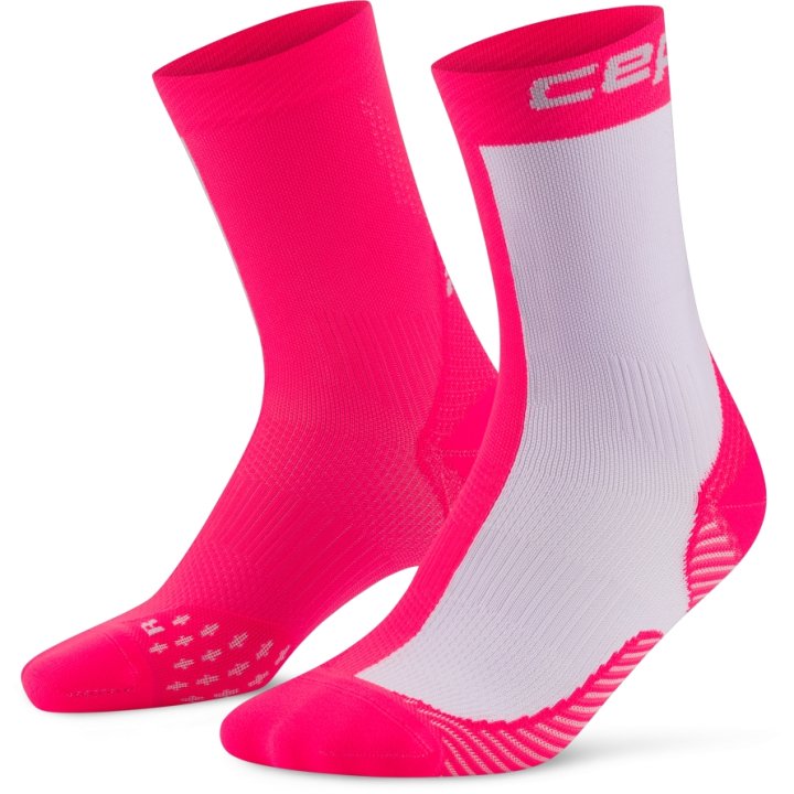CEP Compression Run Edition Half and Half Mid Cut Women's Compression Socks (Pink/Lilac)