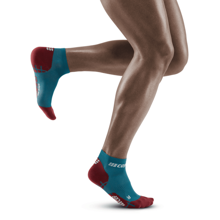 CEP Ultralight Low Cut Compression Men's Cycling Socks (Petrol Dark/Red) - BUMSONTHESADDLE
