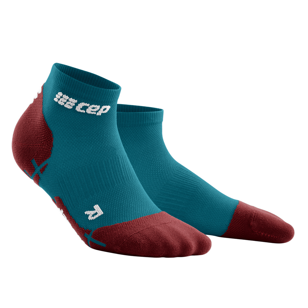 CEP Ultralight Low Cut Compression Women's Cycling Socks (Petrol/Dark Red) - BUMSONTHESADDLE