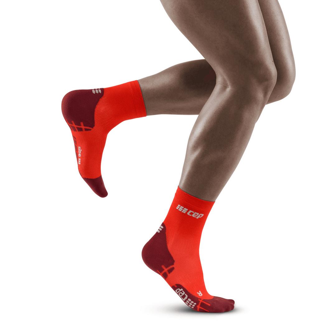 CEP Ultralight Short Compression Men's Cycling Socks (Lava/Dark Red) - BUMSONTHESADDLE