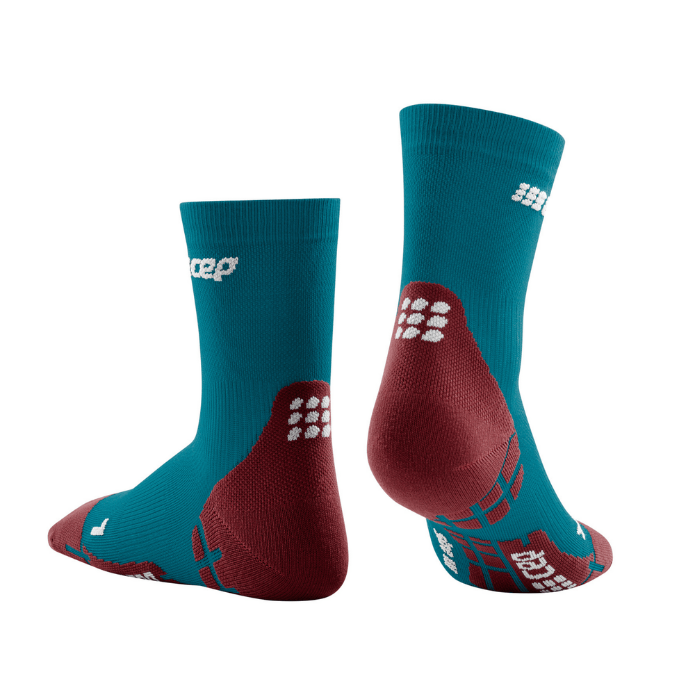 CEP Ultralight Short Compression Men's Cyling Socks (Petrol/Dark Red) - BUMSONTHESADDLE