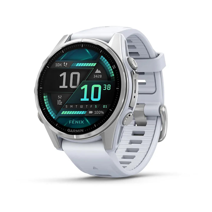 Garmin Fenix 8 Smart Watch (Sapphire/Soft Gold w/ Fog Grey/Dark Sandstone Silicone Band)