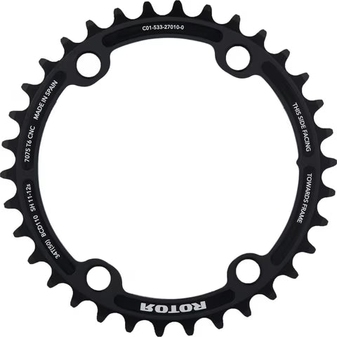 Rotor Shimano Dura Ace/Ultegra R9200/R8100 NoQ 12 Speed Chainring (Black)