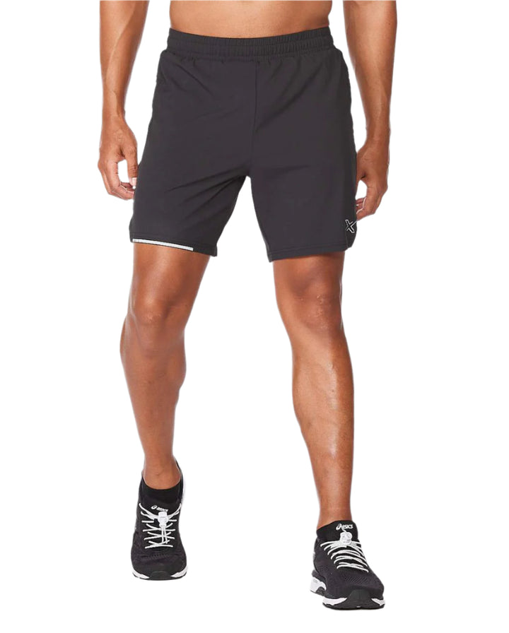 2XU MR6531B Aero 7 Inch Men's Running Shorts (Black/Silver)