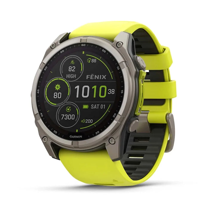 Garmin Fenix 8 Solar Edition Smart Watch (Titanium w/ Amp Yellow/Graphite Silicone Band)