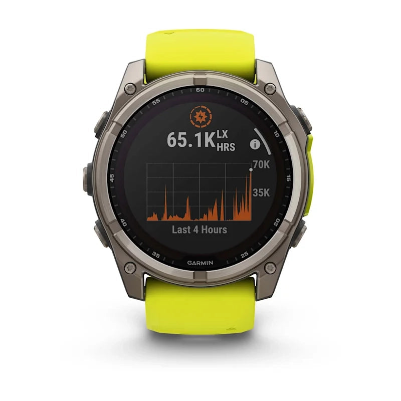 Garmin Fenix 8 Solar Edition Smart Watch (Titanium w/ Amp Yellow/Graphite Silicone Band)