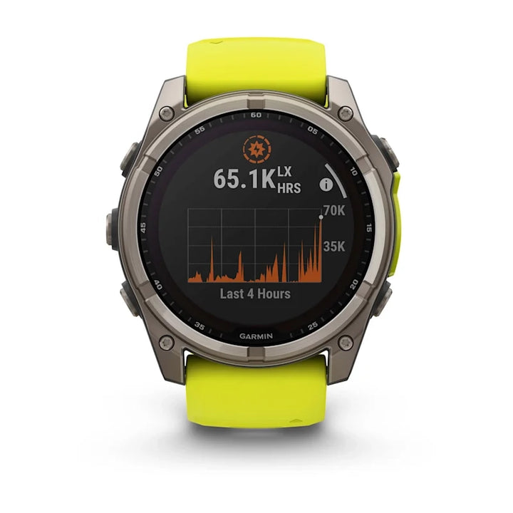 Garmin Fenix 8 Solar Edition Smart Watch (Titanium w/ Amp Yellow/Graphite Silicone Band)