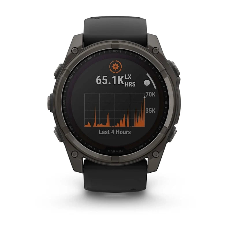 Garmin Fenix 8 Solar Edition Smart Watch (Carbon Grey DLC Titanium w/ Black/Pebble Grey Silicone Band)