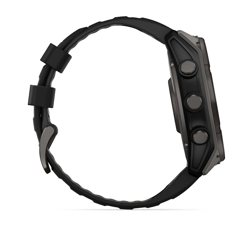 Garmin Fenix 8 Solar Edition Smart Watch (Carbon Grey DLC Titanium w/ Black/Pebble Grey Silicone Band)