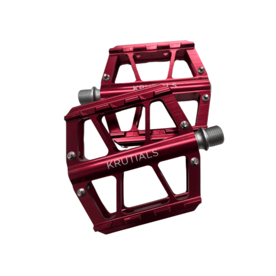 Krutials Aluminium Platform Pedals (Red) - BUMSONTHESADDLE