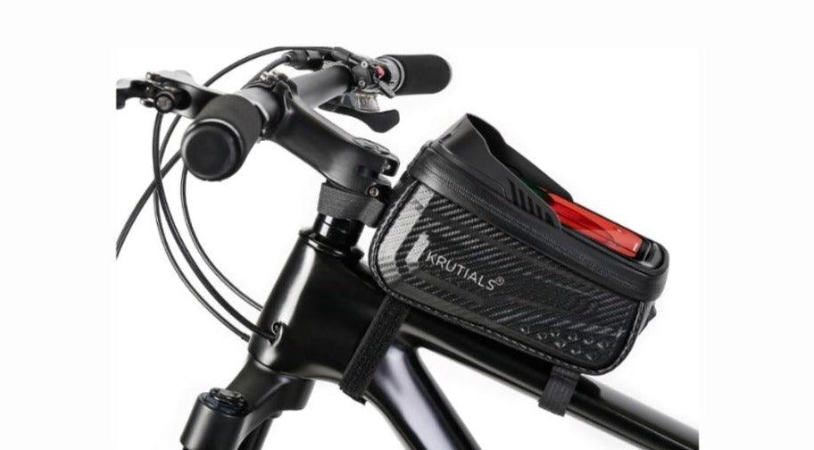 Krutials Top Tube Bag with Mobile Holder (Carbon Black) - BUMSONTHESADDLE