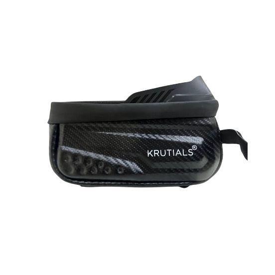 Krutials Top Tube Bag with Mobile Holder (Carbon Black) - BUMSONTHESADDLE