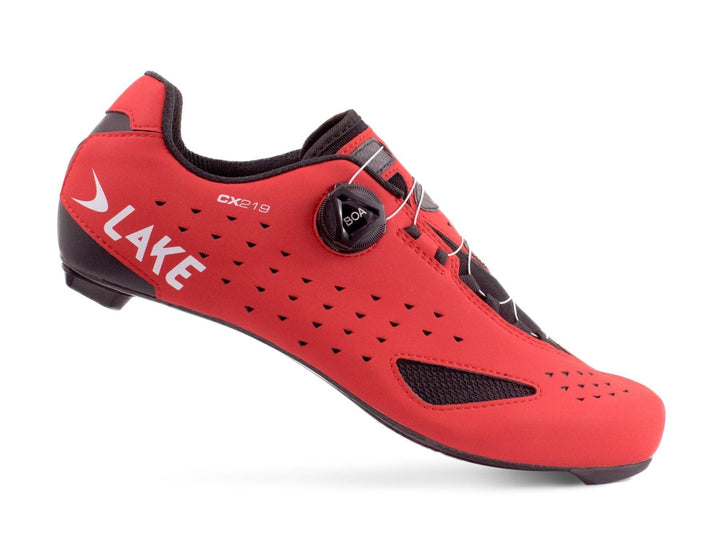 Lake CX219 Road Cycling Shoes (Red/White) - BUMSONTHESADDLE