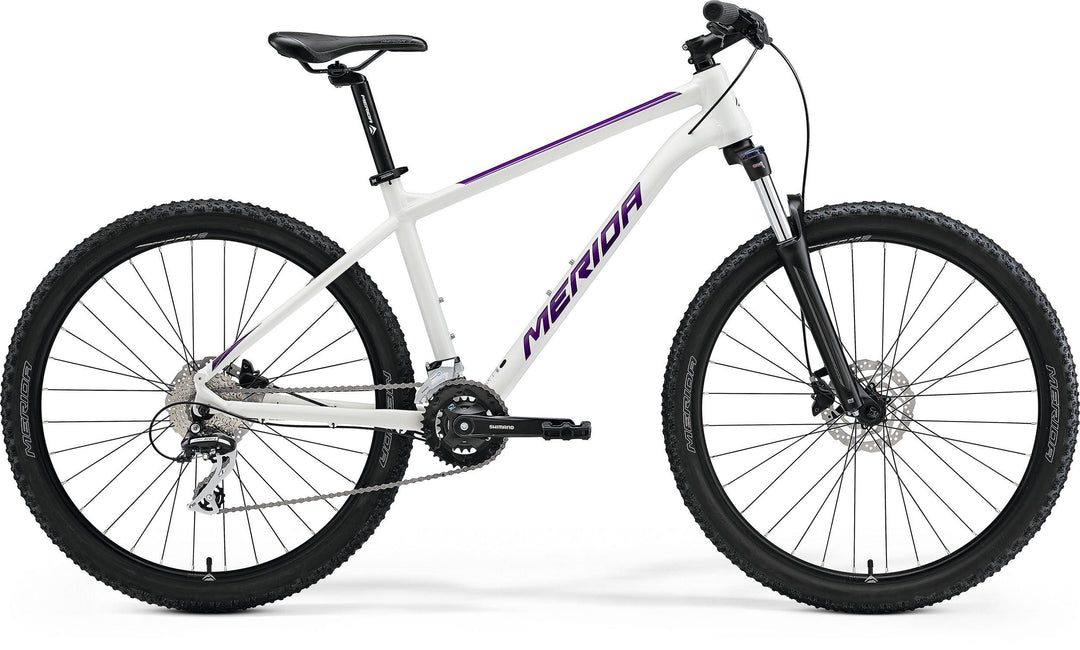 Merida Big.Seven 20-2x 27.5 inch hardtail mountain bike in White/Purple