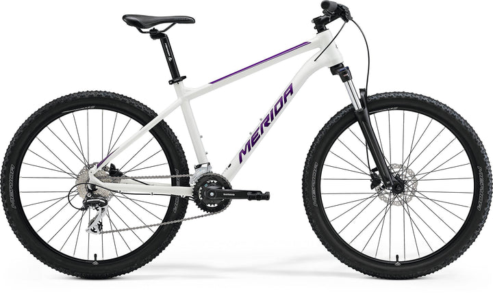 Merida Big.Seven 20-2x 27.5 inch hardtail mountain bike in White/Purple