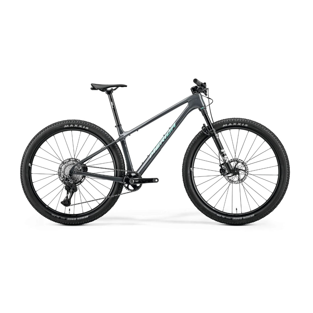 Merida Big.Nine XT carbon cross-country hardtail mountain bike in Dark Grey/Flash Teal