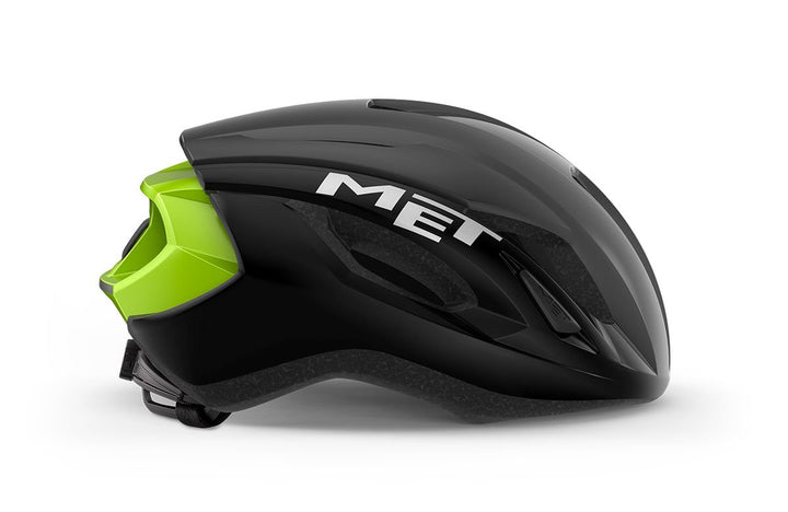 MET Strale Road Cycling Helmet (Black Fluo Yellow Reflective)