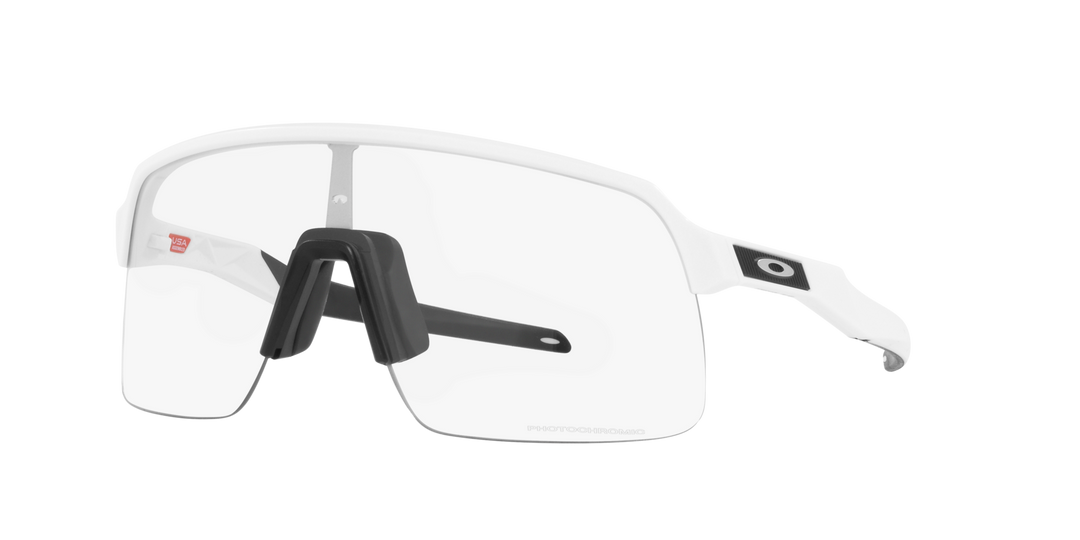 Oakley Sutro Lite Sport Sunglasses (Clear to Black Iridium Photochromic/Matte White)