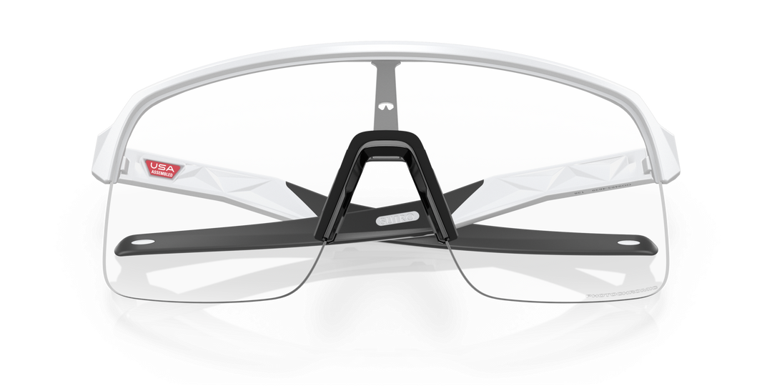 Oakley Sutro Lite Sport Sunglasses (Clear to Black Iridium Photochromic/Matte White)