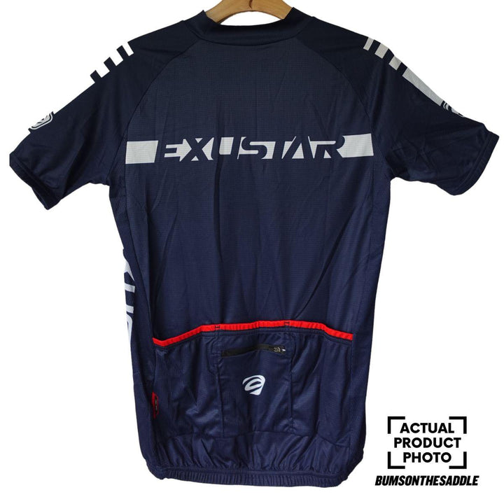 [Open Box] Exustar Logo Mens Cycling Jersey (Blue) - BUMSONTHESADDLE