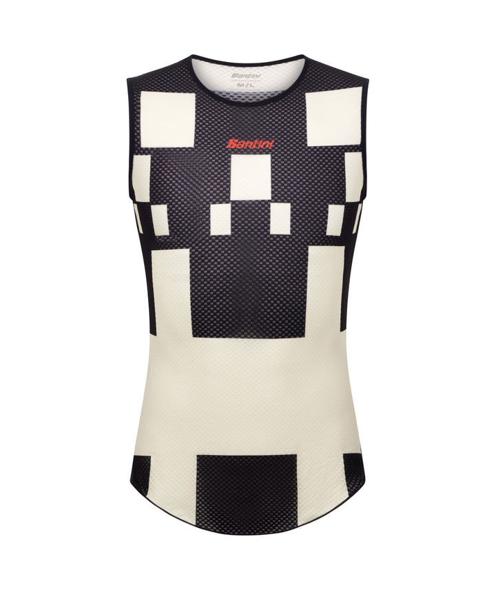Santini Paris Roubaix Men's Cycling Baselayer (Black/White Print)