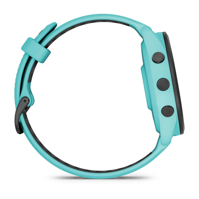 Garmin Forerunner 265 Smart Watch (Black Bezel/Aqua Case/Aqua/Black Silicone Band)
