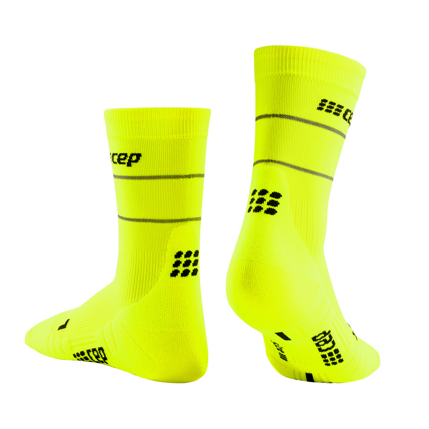 CEP Reflective Mid Cut Compression Women's Socks (Neon Yellow)
