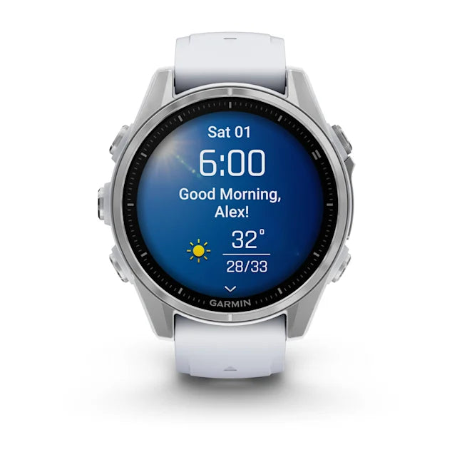 Garmin Fenix 8 Smart Watch (Sapphire/Soft Gold w/ Fog Grey/Dark Sandstone Silicone Band)