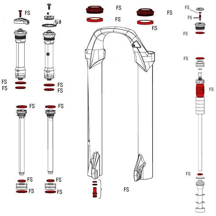 Rock Shox Spared for Fork Service Kit For Gold 30 Solo Air - BUMSONTHESADDLE