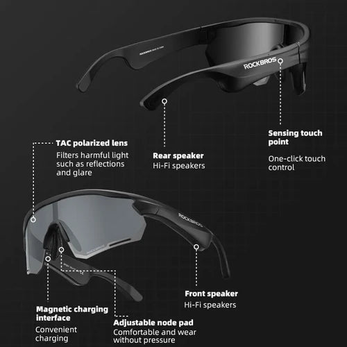 Rockbros SP251 Bluetooth Cycling Sunglasses (Gray)