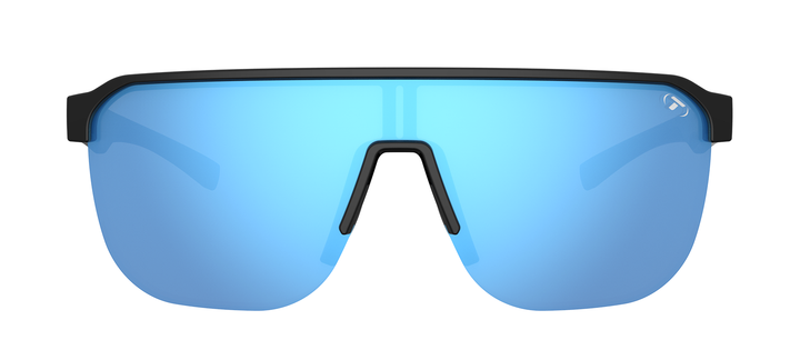 Tifosi Sanctum SL sunglasses, Gloss Black frame with Smoke Bright Blue Mirror lens - front view