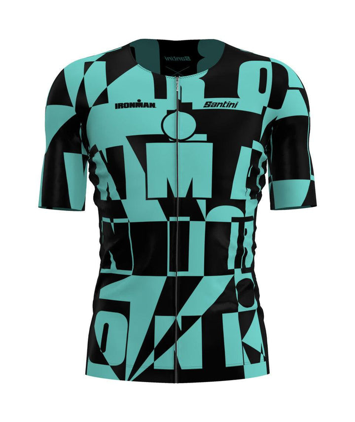 Santini Enigma Ironman Men's Triathlon Cycling Jersey (Aqua) - BUMSONTHESADDLE