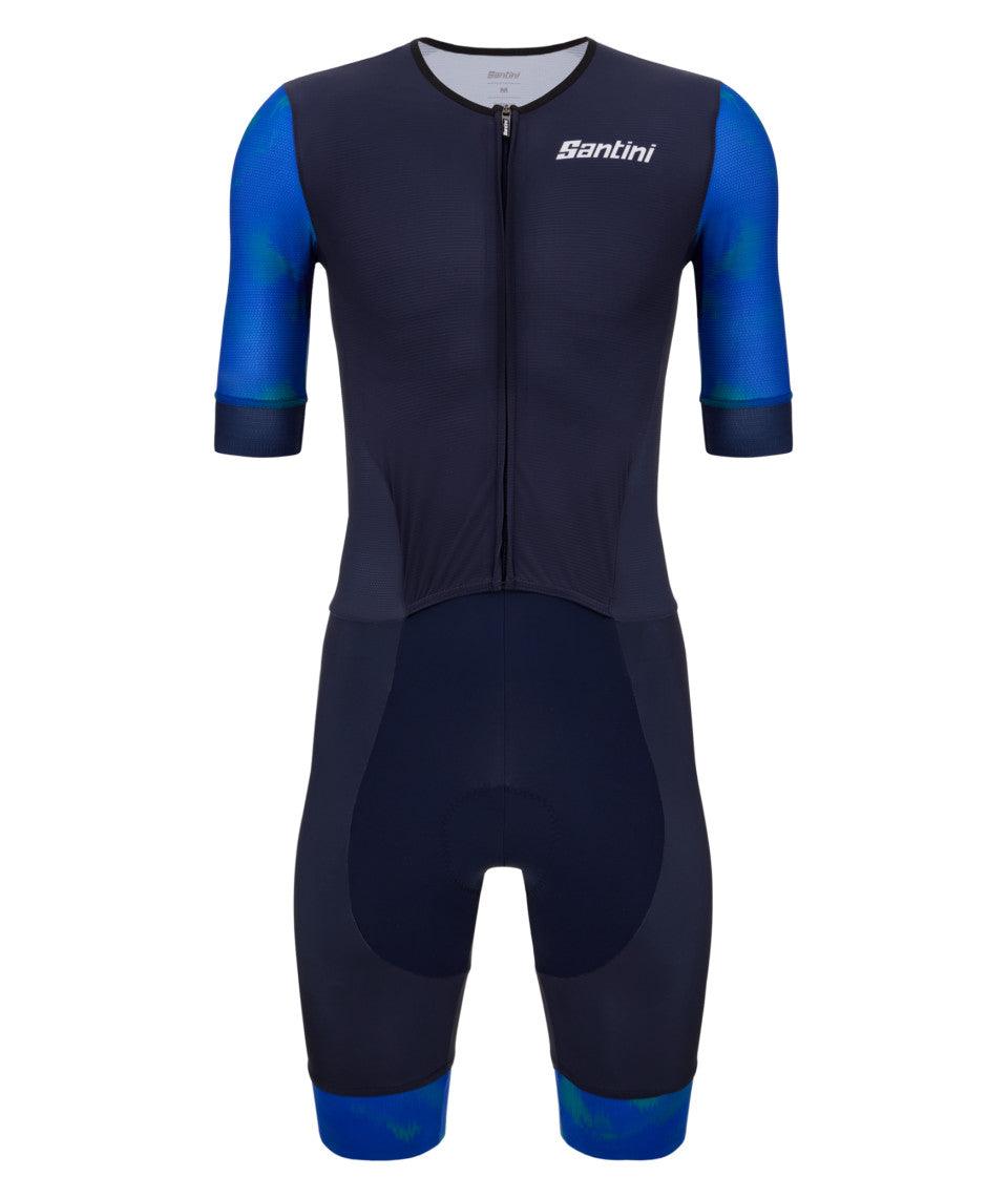 Santini Leaf Unisex Cycling Trisuit (Blue) - BUMSONTHESADDLE