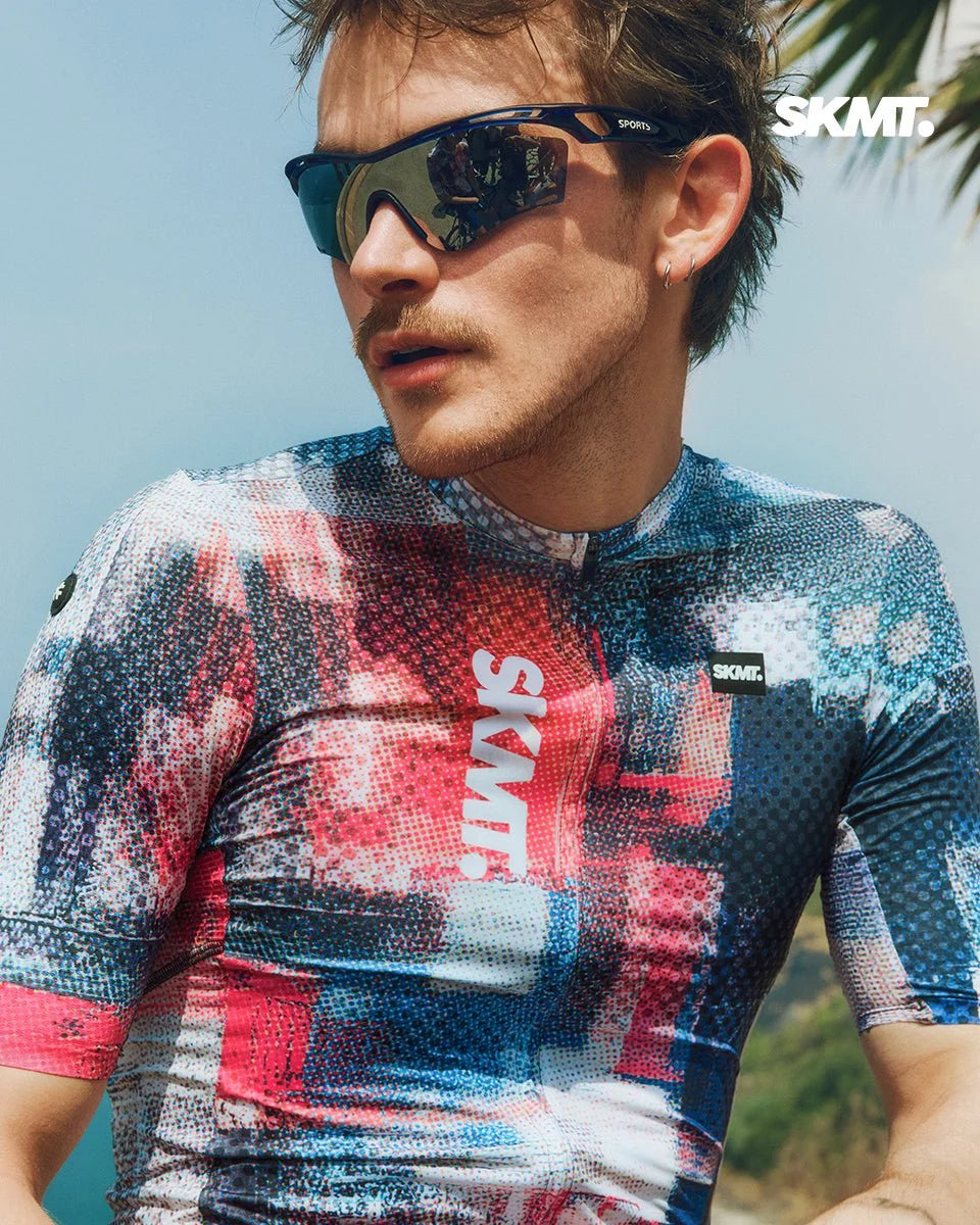 Monton SKMT Mosaic Men's Cycling Jersey (Blue)