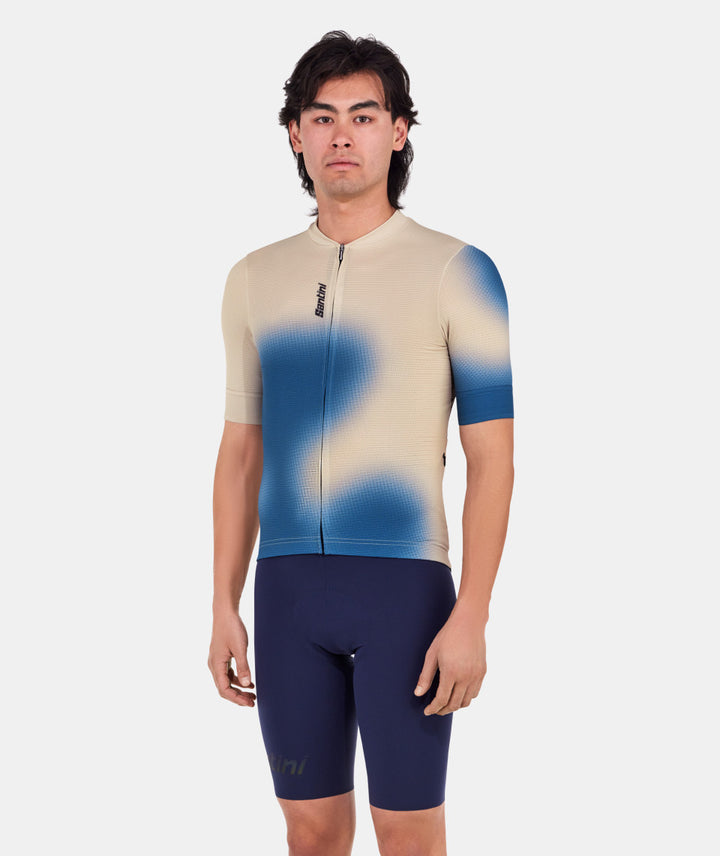 Santini Spot Unisex Cycling Jersey (White/Blue)