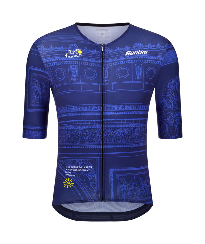 Santini Arrivee Arc De Triomphe Unisex Cycling Jersey (Marine Blue)