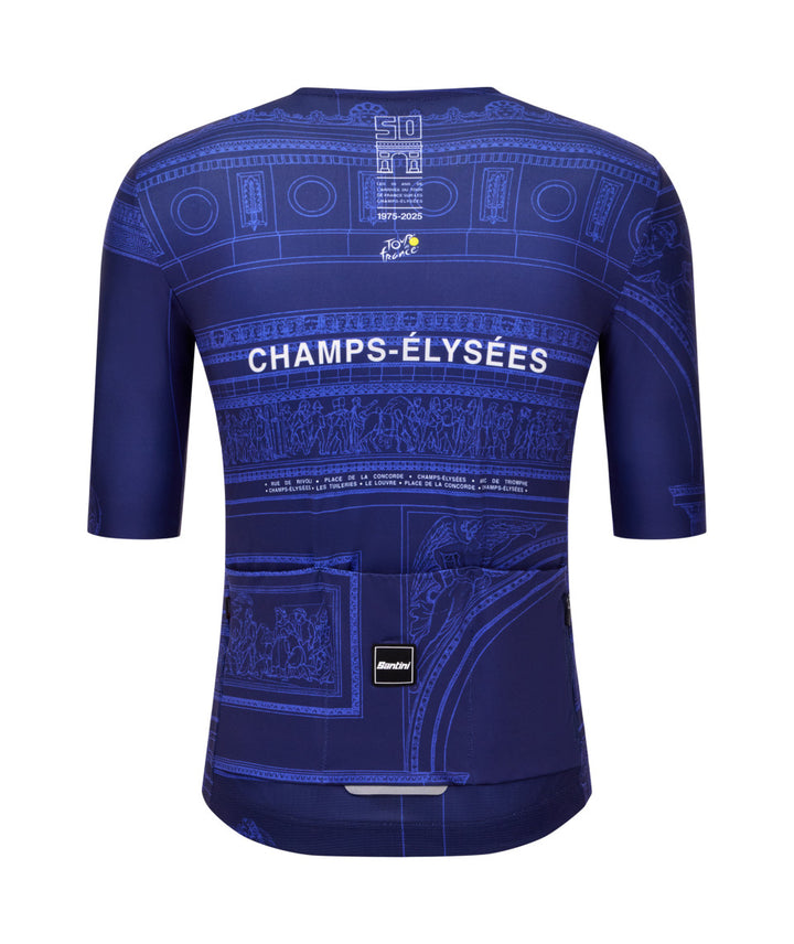 Santini Arrivee Arc De Triomphe Unisex Cycling Jersey (Marine Blue)
