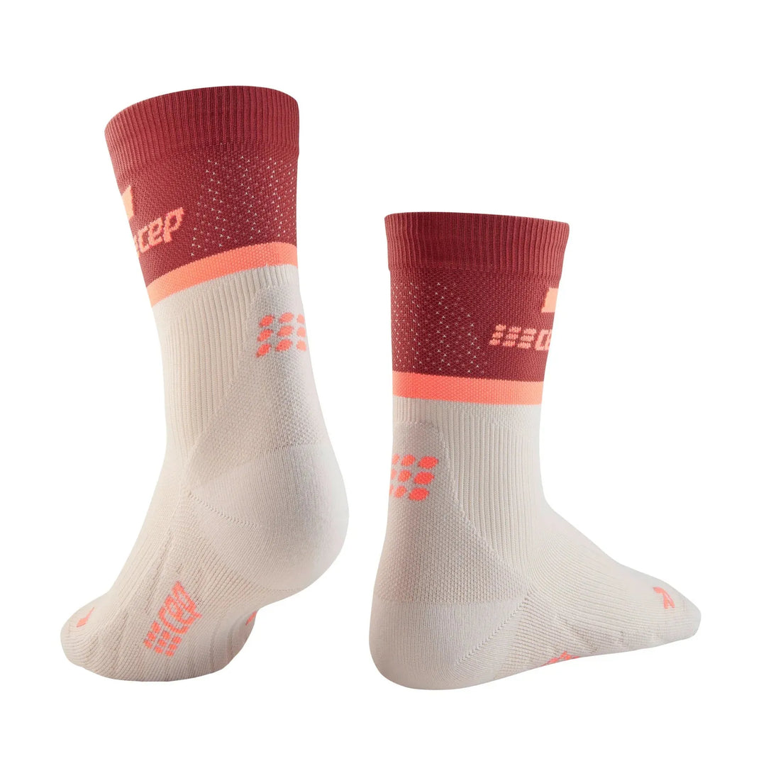 CEP Compression The Run Mid Cut 4.0 Women's Compression Socks (Red/Off White)