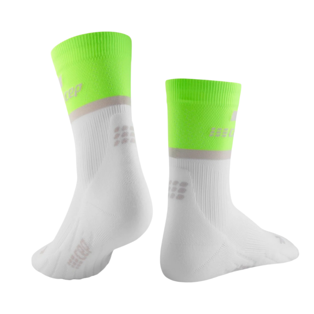 CEP Compression The Run Mid Cut 4.0 Women's Compression Socks (Lime Green/White)