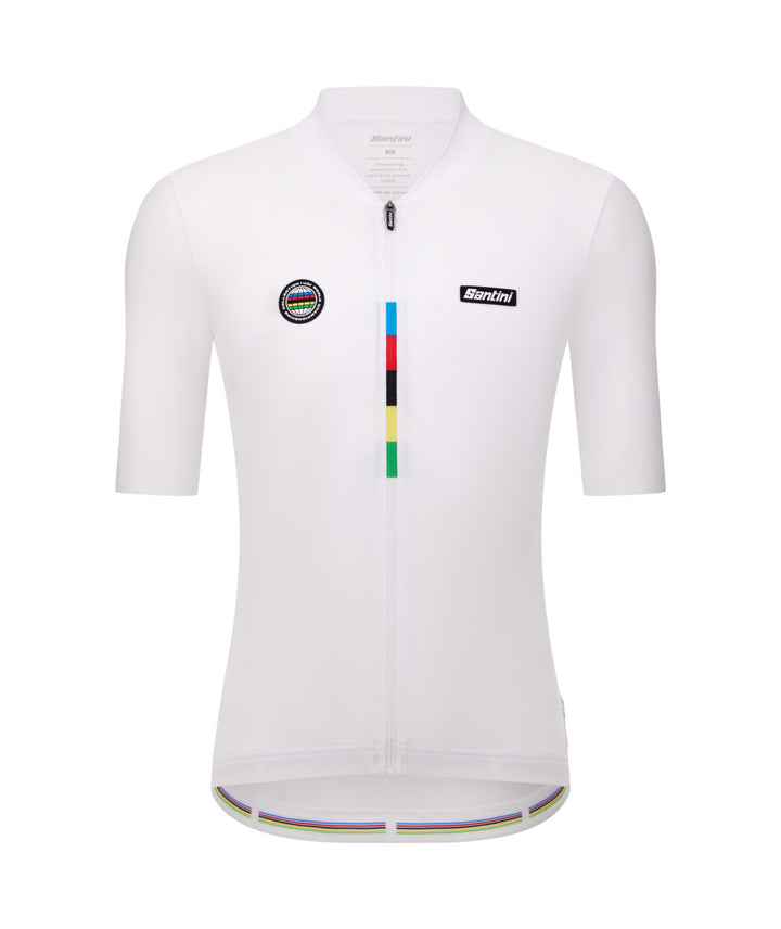 Santini UCI World Champion Mondo Unisex Cycling Jersey (White)