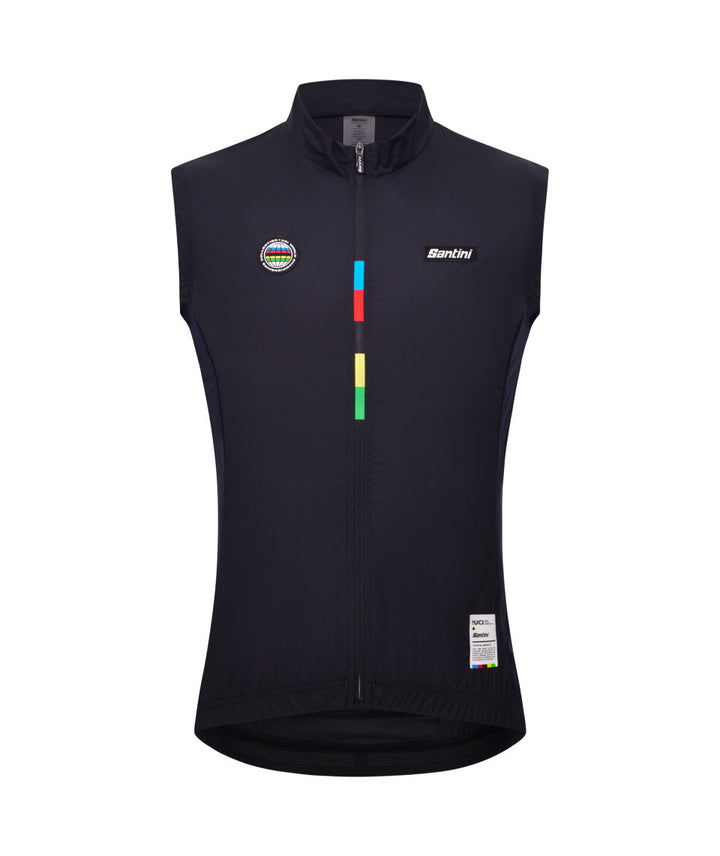Santini UCI World Champion Mondo Men's Cycling Wind Vest (Black)