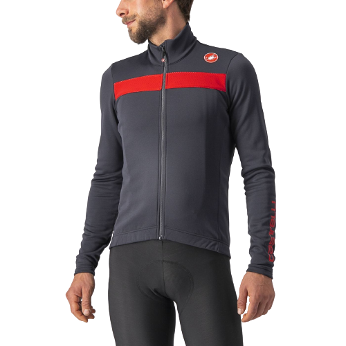 Castelli Puro 3 Mens Cycling Jersey (Dark Gray/Red Reflex)