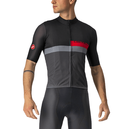 Castelli A Blocco Mens Cycling Jersey (Light Black/Red/Dark Gray)