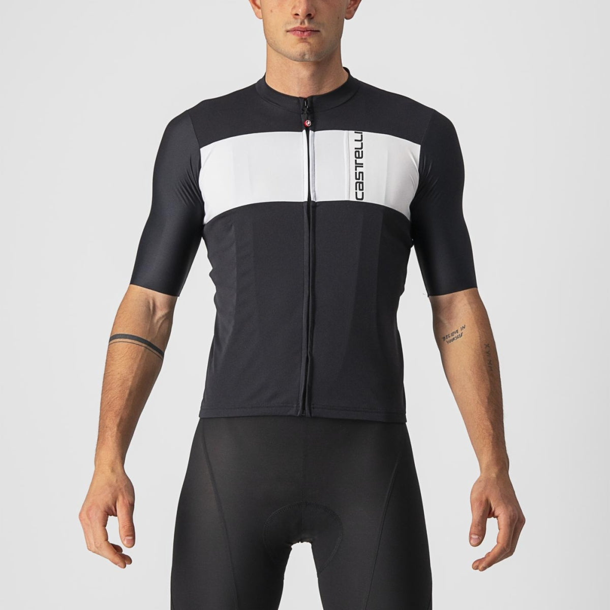 Castelli Prologo 7 Mens Cycling Jersey (Light Black/Silver Gray/Ivory)