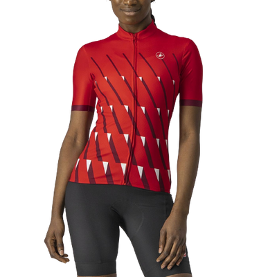 Castelli Pendio Womens Cycling Jersey (Red/Bordeaux White)