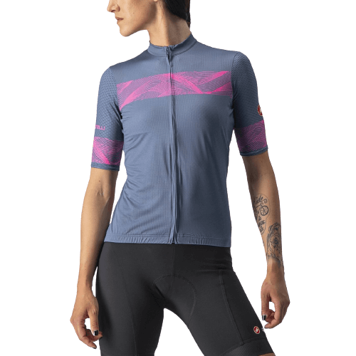 Castelli Fenice Womens Cycling Jersey (Light Steel Blue/Pink Fluo)