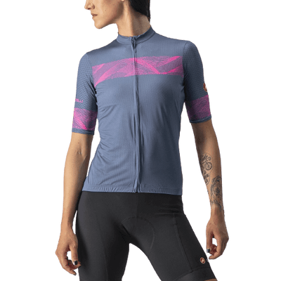 Castelli Fenice Womens Cycling Jersey (Light Steel Blue/Pink Fluo)